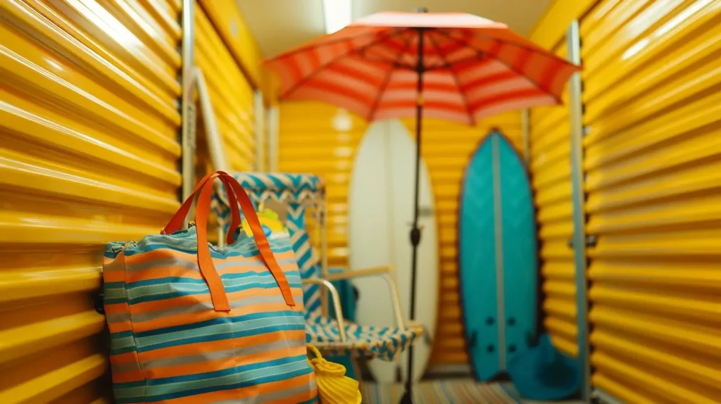 Self Storage com itens de praia