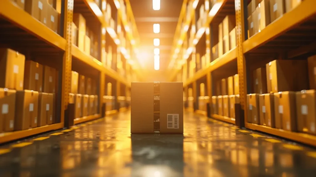 Caixa em um depósito de e-commerce
