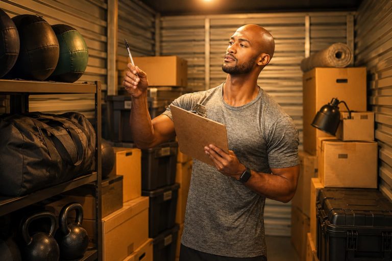 Onde personal trainer pode guardar equipamentos? Self storage serve para equipamentos fitness? Como organizar materiais de treino funcional?