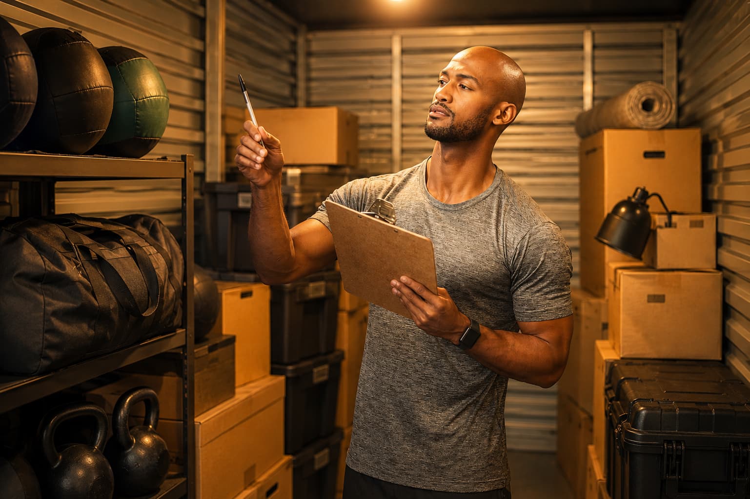 Onde personal trainer pode guardar equipamentos? Self storage serve para equipamentos fitness? Como organizar materiais de treino funcional?